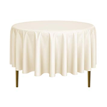 Lann's Linens - 90" Round Premium Tablecloth for Wedding/Banquet/Restaurant - Polyester Fabric Table Cloth - Ivory