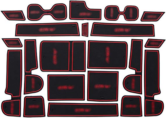 2017 2018 2019 CRV Car Cushion Non-Slip Gate Slot Pad Cup Mat Car Interior Door Slot Pad Automotive Decoration 21pcs/Set (Red)
