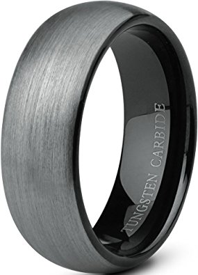 Tungary Jewelry Tungsten Rings for Men Wedding Band Black Ring 8mm Size 7-14