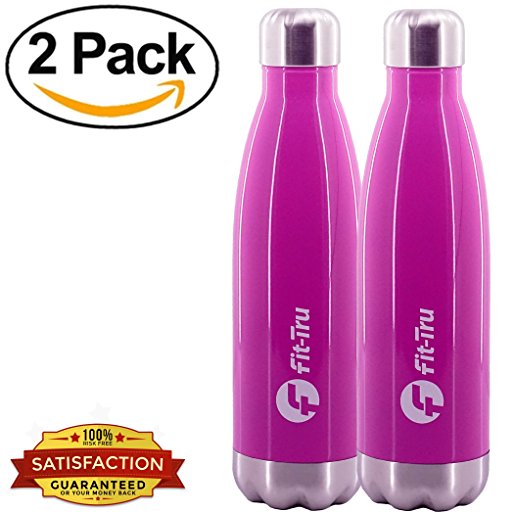 Ultra Cold Water Bottle Pack | Best Insulated Water Bottles with Spill Proof Lid | Double Wall Vacuum Insulated Stainless Steel Copper Lined BPA Free Reusable (2-Pack, Berry/Berry)