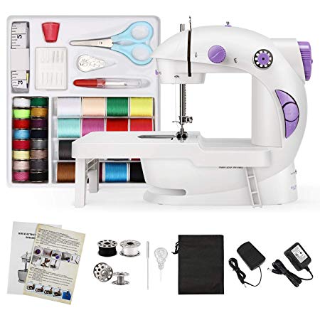 Magicfly Mini Sewing Machine for Children & Beginner, with Extension Table, Light, Dual Speed, Extra Bonus Sewing Kit, Perfect for Household, Travel