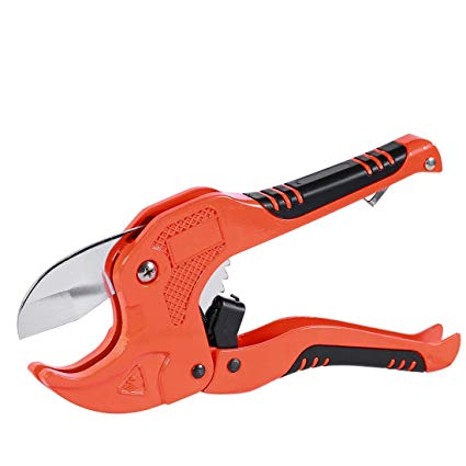 Zantle Ratchet-type Tube and Pipe Cutter for Cutting O.D. PEX, PVC, and PPR Plastic Hoses and Plumbing Pipes up to 1-5/8" inches, Ideal for Home Working and Plumbers (orange)
