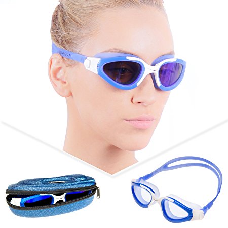 Polarized Triathlon Swim Goggles Unisex   Exclusive Design Case ● Optical Grade Polycarbonate Lenses with Anti Fog Technology and UV Protection ~ Best for Swimming Workouts or Open Water Activities