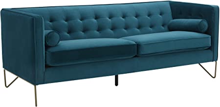 Amazon Brand – Rivet Brooke Contemporary Mid-Century Modern Tufted Velvet Sofa Couch, 82"W, Teal