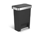 simplehuman Rectangular Step Can with Liner Pocket 45 L119 gallon Black Plastic