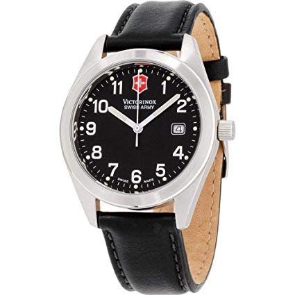 Victorinox Garrison Black Dial Leather Strap Men's Watch 241006CB