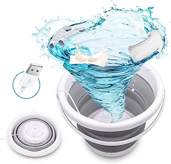 Mini Washing Machine, Portable Washer with Foldable Laundry Tub, Ultrasonic Turbine Washer for Baby Clothes Underwear Socks Towels Toys RV Travel Camping Home Apartment Dorm Laundry