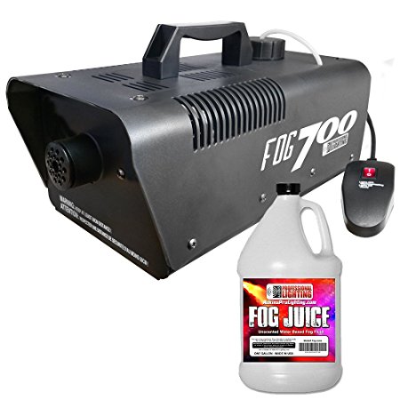 Heavy Duty 700 Watt Fog Machine W/Remote and One Gallon Fog Juice - Impressive 2,500 Cubic ft. per minute