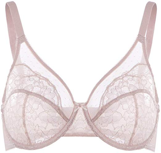 HSIA Women's Underwire Bra Minimizer Lace Foral Bra Unlined Unpadded Plus Size Full Coverage Bra 34C-44DDD