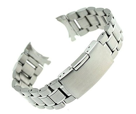 Ritche 22mm Stainless Steel Bracelet Watch Band Strap Curved End Solid Links Color Silver