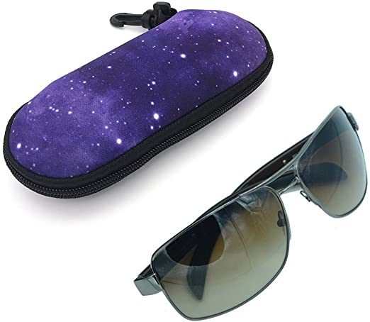 Wakaka Ultra Light Portable Travel Soft Neoprene Safety Pouch Zipper Box Case for Sunglasses, Swimming Glasses and Eyeglasses with Belt Clip