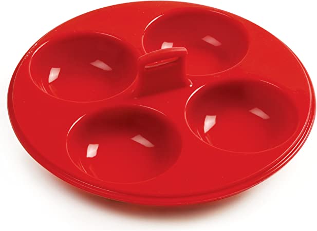 Norpro Silicone 4 Egg Poacher, Red