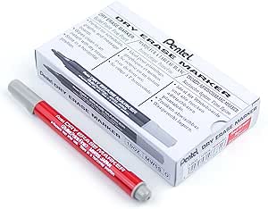 Pentel WhiteBoard Dry Erase Marker, 3.0mm Bullet Point, Red Ink, Box of 12 - BL17BP-A