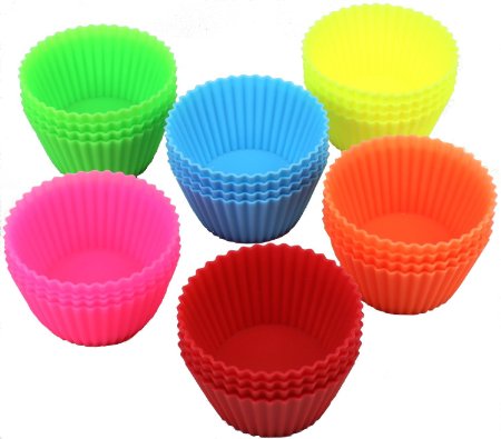DecoBros 24-Pack Silicone Baking Cup Cupcake Liners