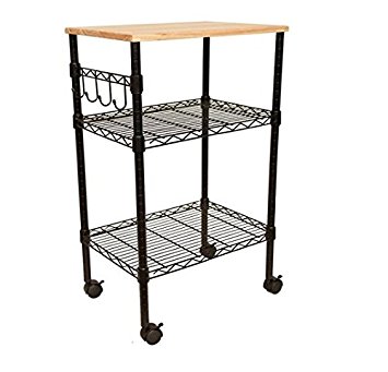 Multi-Purpose Rolling Cart. Wood top, Utility Cart With Height Adjustable Shelf. For Your Office Or Kitchen To Provide Storage, On Wheels For Easy Moving. Kitchen Cart with Cutting Top. Shelving in Carts Offers More Space for You To Work Easily.