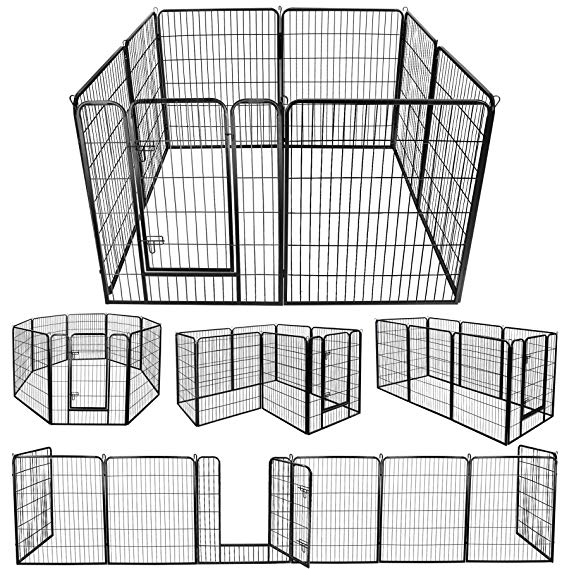 ZENY Foldable Metal Exercise Pen & Pet Playpen Puppy Cat Exercise Fence Barrier Playpen Kennel - 16 Panels/8 Panels