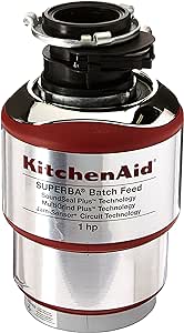 KitchenAid KBDS100T 1 hp Batch Feed Food Waste Disposer, Silver