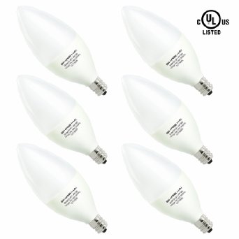 SHINE HAI Candelabra LED Bulbs 40W Equivalent, 3000K Soft White Decorative Candle Light Bulb E12 Base, B11 Led Light Bulbs, UL-Listed, 120V, 3 Years Warranty, Pack of 6