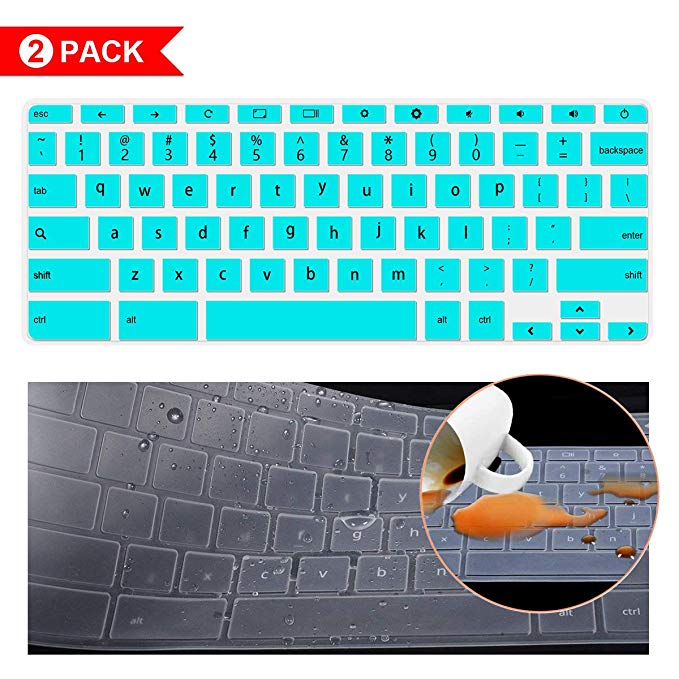 [2 Pack] Keyboard Cover Skin for 2018/2017 Newest Acer Premium R11 Chromebook R 11 CB3-131 CB3-132,CB5-132T,CB3-131,Chromebook R 13 CB5-312T,Chromebook 15,CB3-531 CB3-532 CB5-571 C910 (Mint)