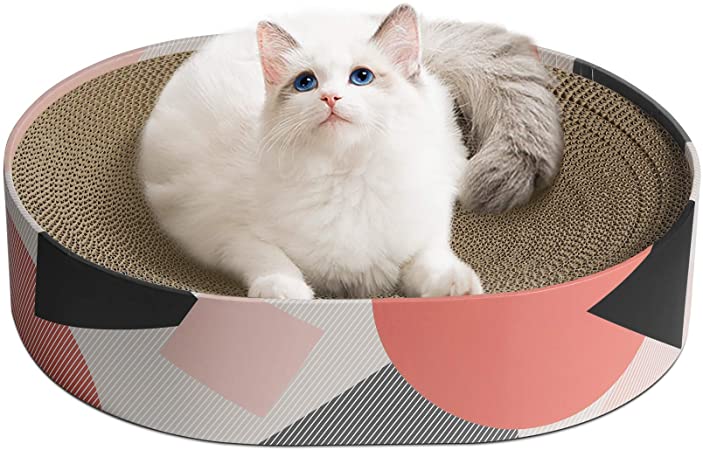 ComSaf Cat Scratcher Cardboard,Corrugated Scratch Pad, Cat Scratching Lounge Bed, Durable Recycle Board for Furniture Protection, Cat Scratcher Bowl, Cat Kitty Training Toy…