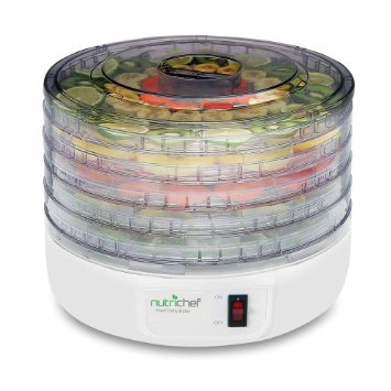 NutriChef Kitchen Electric Countertop Food Dehydrator, Food Preserver, White