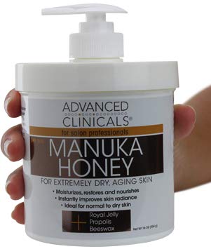 Advanced Clinicals Manuka Honey Cream for Extremely Dry, Aging Skin For Face, Neck, Hands, and Body. Spa Size 16oz.