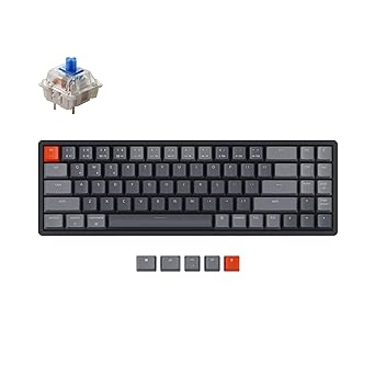 Keychron K14 70% Layout 72 Keys Bluetooth Wireless/USB Wired Mechanical Keyboard for Mac with Gateron G Pro Blue Switch/Multitasking/RGB Backlight/Aluminum Frame Computer Keyboard for Windows Laptop