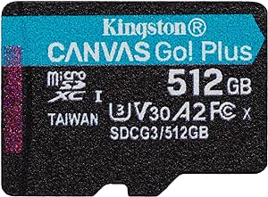 Kingston Canvas Go! Plus microSD Speicherkarte Klasse 10, UHS-I 512GB microSDXC 170R A2 U3 V30 Einzelpack ohne Adapter