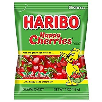 Haribo Gummi Candy, Happy-Cherries, 4 ounce (Pack of 12)