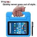 Fire 7 2015 Case TabPow Kids Case - ShockproofDrop ProtectionHeavy Duty Kids Children EVA Case with Carrying Handle Stand For Amazon Fire 7 Tablet will only fit Fire 7 2015 release Blue