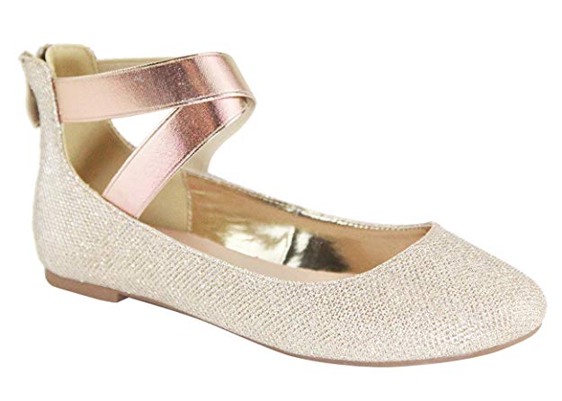 ANNA Dana-20 Women's Classic Ballerina Flats Elastic Crossing Straps