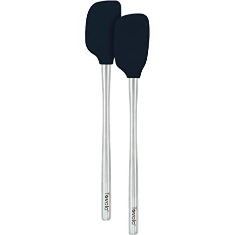 Tovolo Flex-Core Stainless Steel Handled Mini Spatula & Spoonula, Charcoal - Set of 2