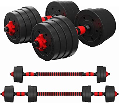 MOVTOTOP Dumbbells Set, 2 in 1 Barbell Weight Set Solid Adjustable Weight Dumbbells up to 66LBS with Connecting Rod & Anti-Slip Weight Dumbbell Set for Men & Women Strength Training Workout Gym