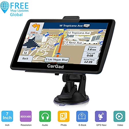 Car GPS Navigation, 7 inch Turn-by-Turn Direction Reminding Real Voice Spoken Navigation System for Car GPS,World Map with Lifetime Free Update, with Post Code Search Speed Camera Alert