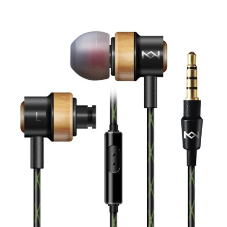 Wood In-ear Headphones Noise Cancelling Earbuds Wired Headphones with Mic for MP3/iPhone/Laptop/iPod/TV