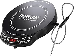 Nuwave Diamond Precision Induction Cooktop, New & Improved, 1400 Watts, 91 Temps 50°F to 500°F, 6.5” Heating Coil, Shatter-Proof Ceramic Glass, 3 Wattage Settings, Ideal for Dorms, RVs & Small Apts