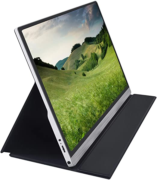 4K Ultra-Thin Portable IPS Monitor 15.6 Inch UHD 3840x2160-60Hz HDR Gaming Screen Display with Dual USB 3.1 Type-C, Mini HDMI, 3.5mm Headphone Port, 2 Built-in Speakers and Smart Case Stand