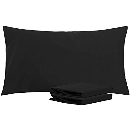 NTBAY King Pillowcases, Set of 2, 100% Brushed Microfiber, Soft and Cozy, Wrinkle, Fade, Stain Resistant (Black, King)