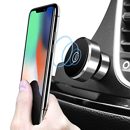 LICHEERS Magnetic Car Mount Holder Car Phone Holder 360 Rotation Universal Dashboard Mount Stand for iPhone X, Samsung, Android Smartphones, GPS (Silver)