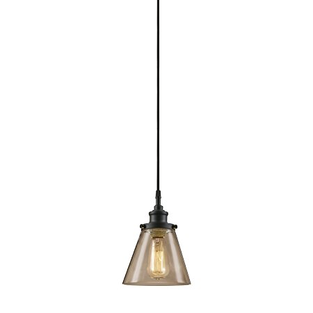 Globe Electric Skylar 1-Light Plug-In Pendant, Matte Black Finish, Clear Glass Shade, 65580