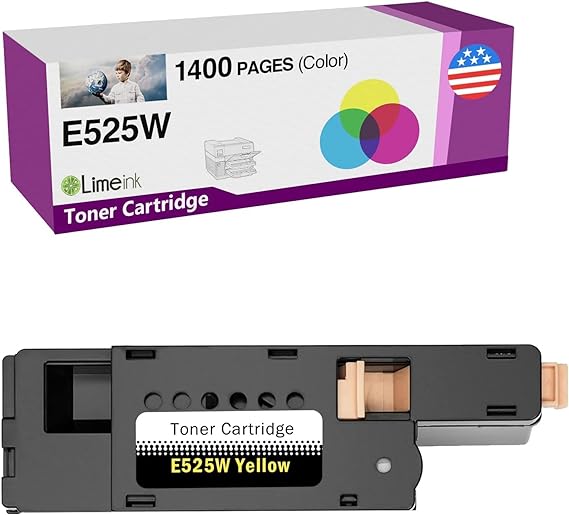 Limeink 1 Yellow Compatible High Yield Laser Toner Cartridges Replacement for Dell E525W 525W E525 525 H3M8P DPV4T Compatible with E525DW E525W Color Laser Printer (1 Yellow)