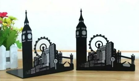 Fasmov Ferris Wheel City Nonskid Bookends Art Bookend,1 Pair(Black)