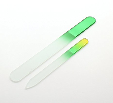 Crystal Glass Nail File Set Medium Large (Full Size) (Green) Set of 2