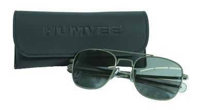 Humvee Pilot Sunglasses - Grey Polarized Lens, Olive Frame