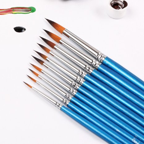 Dainayw Detail Paint Brushes Set-10 Piece Miniature Brushes for Art Painting Watercolor, Acrylic Paint, Oil, Ink & Face Painting. Artist Brush, No Shedding, Short Handle