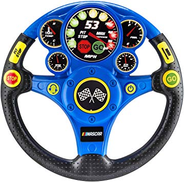 NASCAR Racing Wheel Rev N Roll Steering Wheel for Kids Toys, Boy Games Sound Effects Light Up Display Ages 3 Up Toddlers