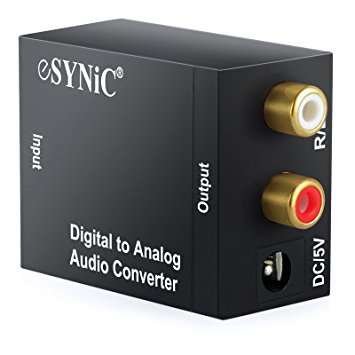 ESYNiC DAC Digital Optical Coaxial Toslink to Analog Stereo RCA Audio Converter - Digital to Analogue Audio Converter PS3 XBox 360 HDTV Blu RAY DVD Sky HD TV Box with UK Plug Adapter