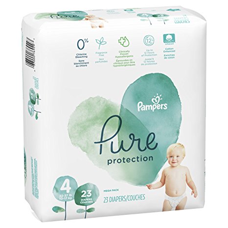 Pampers Pure Protection Disposable Diapers, Size 4, 23 Count