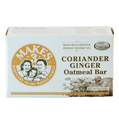 Makes 3 Organics Oatmeal Organic Bar Soap, Coriander Ginger, 4 Ounce