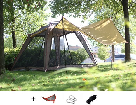 Luxetempo 3-4 Person Instant Family Camping Tent-B3 no-see-um Mesh Screen House Sun Shelter